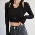 Gallery viewerに画像を読み込む, ロングスリーブフロントホックバストアップクロップトップス