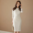 Gallery viewerに画像を読み込む, ホワイトカフレースエレガントミドルレングスワンピース