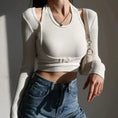 Gallery viewerに画像を読み込む, ロングスリーブフロントホックバストアップクロップトップス