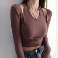 Gallery viewerに画像を読み込む, ロングスリーブフロントホックバストアップクロップトップス