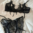 Gallery viewerに画像を読み込む, ブラック&ピンクハーフカップレースブラフルバックショーツセット