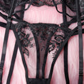 Gallery viewerに画像を読み込む, ブラックフローラル刺繍レースブラガーターショーツ3セット