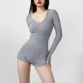 Gallery viewerに画像を読み込む, ディープVハーフジップロングスリーブボディスーツ