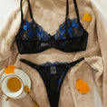 Gallery viewerに画像を読み込む, ブラックブルーバタフライ刺繍ブラショーツセット