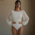 Gallery viewerに画像を読み込む, パフレースロングスリーブラウンドネックボディスーツ