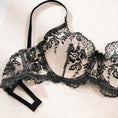 Gallery viewerに画像を読み込む, ブラックフローラルシースルーレースブラショーツセット