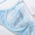 Gallery viewerに画像を読み込む, スカイブルーワントーンフローラルレースブラガーターショーツ3セット
