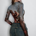 Gallery viewerに画像を読み込む, クラシックイラストプリントスクエアネックボディスーツ