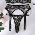 Gallery viewerに画像を読み込む, シアーブラック・フローラルセットディープVカットブラガーターショーツ3セット