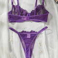 Gallery viewerに画像を読み込む, パープルワンカラー刺繍ブラショーツセット