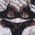 Gallery viewerに画像を読み込む, ブラックブラウンコンビサテンレースブラショーツセット