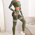 Gallery viewerに画像を読み込む, カムフラージュ+2ラインロングスリーブクロップトップスレギンストラックスーツ