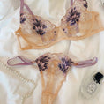 Gallery viewerに画像を読み込む, ラベンダーフローラル刺繍シルクレースブラショーツセット