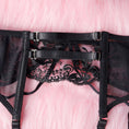 Gallery viewerに画像を読み込む, ブラックフローラル刺繍レースブラガーターショーツ3セット