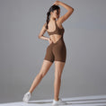 Gallery viewerに画像を読み込む, Vバックショートレギンスフィットネススーツロンパース