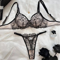 Gallery viewerに画像を読み込む, ブラックフローラル刺繍レースブラショーツセット