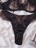 Gallery viewerに画像を読み込む, ブラックブラウンコンビサテンレースブラショーツセット