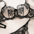 Gallery viewerに画像を読み込む, ブラックフローラルシースルーレースブラショーツセット