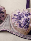 Gallery viewerに画像を読み込む, DEROSSI ラベンダーフラワー刺繍ランジェリー3点セット ラベンダー ブラの花柄刺繍ディテール