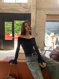 Gallery viewerに画像を読み込む, Vネックオフショルダーヴィンテージトップス