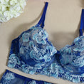 Gallery viewerに画像を読み込む, ブルーフローラル刺繍ブラガーターショーツ4セット
