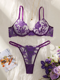 Gallery viewerに画像を読み込む, パープルシアーフローラルブラショーツアンダーウエアセット