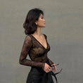 Gallery viewerに画像を読み込む, ダブルレイヤーフルレースVネックロングスリーブトップス