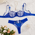 Gallery viewerに画像を読み込む, ディープブルーリトルフラワー刺繍ブラショーツセットTCKB