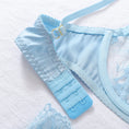 Gallery viewerに画像を読み込む, スカイブルーワントーンフローラルレースブラガーターショーツ3セット