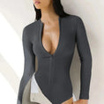 Gallery viewerに画像を読み込む, ラウンドネックジップアップロングスリーブボディスーツ