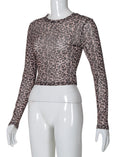 Gallery viewerに画像を読み込む, レオパードロングスリーブクロップトップス