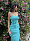 Gallery viewerに画像を読み込む, サマーブルースパゲティストラップロングドレスワンピース