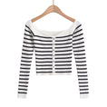 Gallery viewerに画像を読み込む, ストライプバルドニットオフショルダートップス