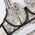 Gallery viewerに画像を読み込む, ブラックヌーディフローラル刺繍ブラガーターショーツ3セット