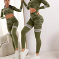 Gallery viewerに画像を読み込む, カムフラージュ+2ラインロングスリーブクロップトップスレギンストラックスーツ