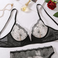 Gallery viewerに画像を読み込む, ブラックビッグフローラル刺繍ブラレットガードルショーツランジェリー3セット