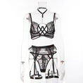 Gallery viewerに画像を読み込む, DEROSSI ブルー フローラルエンブロイダリー カットアウト ガーターランジェリーセット