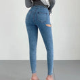 Gallery viewerに画像を読み込む, スリムフィットホールジーンズペンシルデニムパンツ