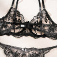 Gallery viewerに画像を読み込む, ブラックフローラルシースルーレースブラショーツセット