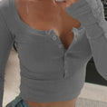 Gallery viewerに画像を読み込む, ヘンリーネックリブカットソーロングスリーブトップス