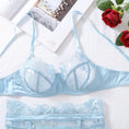 Gallery viewerに画像を読み込む, スカイブルーワントーンフローラルレースブラガーターショーツ3セット