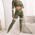 Gallery viewerに画像を読み込む, カムフラージュ+2ラインロングスリーブクロップトップスレギンストラックスーツ