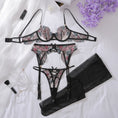 Gallery viewerに画像を読み込む, ブラックピンクレースブラガーターショーツ3セット