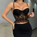 Gallery viewerに画像を読み込む, ブラックローズフローラルメッシュレースコルセット