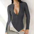 Gallery viewerに画像を読み込む, ラウンドネックジップアップロングスリーブボディスーツ