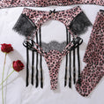 Gallery viewerに画像を読み込む, DEROSSI レオパードブラック シアーレース ガーターランジェリー3点SET
