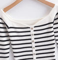Gallery viewerに画像を読み込む, ストライプバルドニットオフショルダートップス