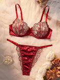 Gallery viewerに画像を読み込む, ワインレッドクリスマスシアーレースブラショーツセット