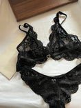 Gallery viewerに画像を読み込む, ブラックレースセンシュアルラブカップランジェリー2Pcs