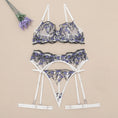 Gallery viewerに画像を読み込む, ホワイトブルーリトルフローラル刺繍ブラガーターショーツ3セット